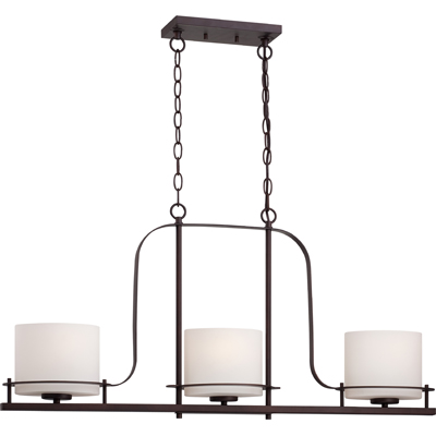 Nuvo Lighting 60/5006  Loren - 3 Light Island Pendant with Oval Frosted Glass in Venetian Bronze Finish